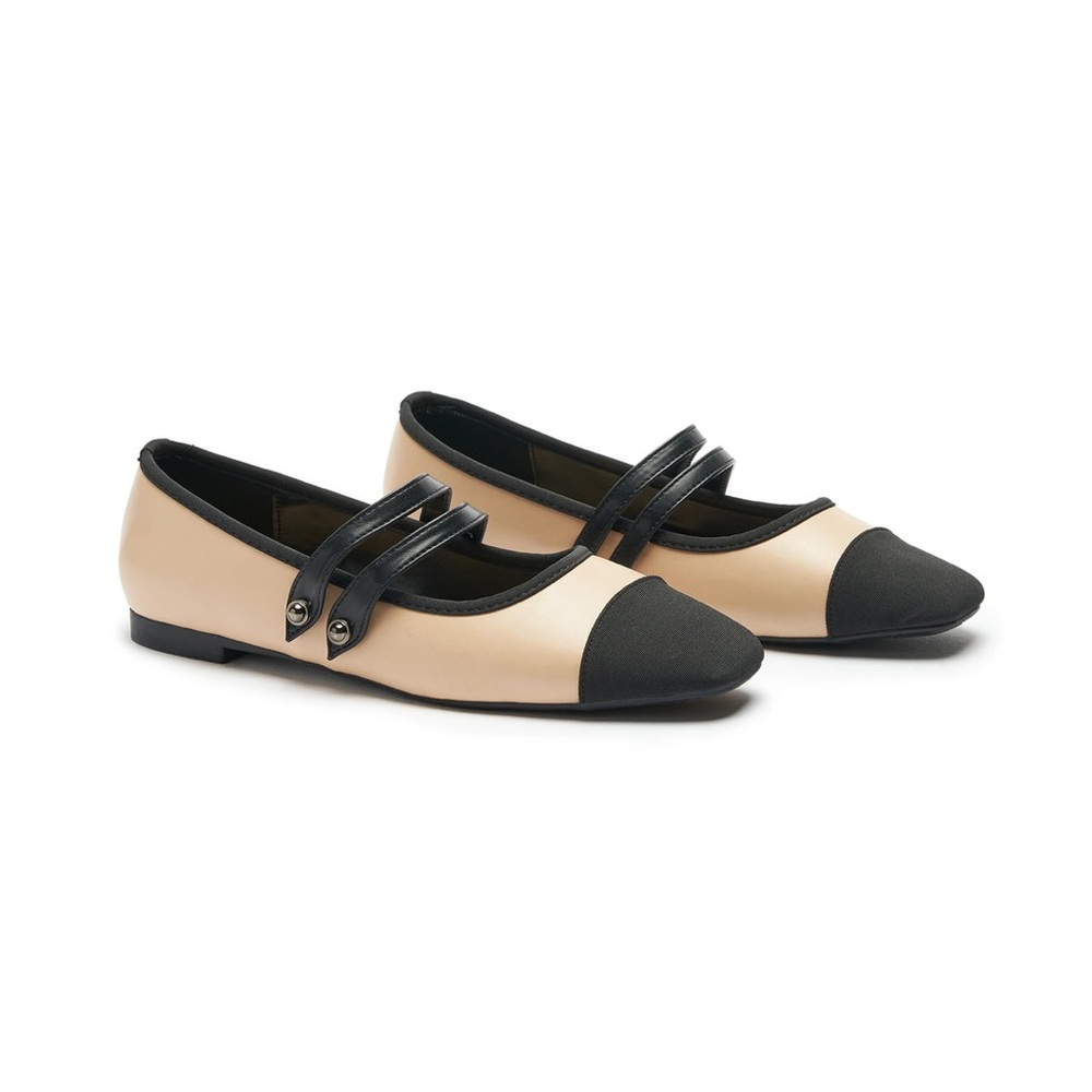 C. Paravano Women's Tan and Black Mary Jane Slip On Shoes Size 10.5
